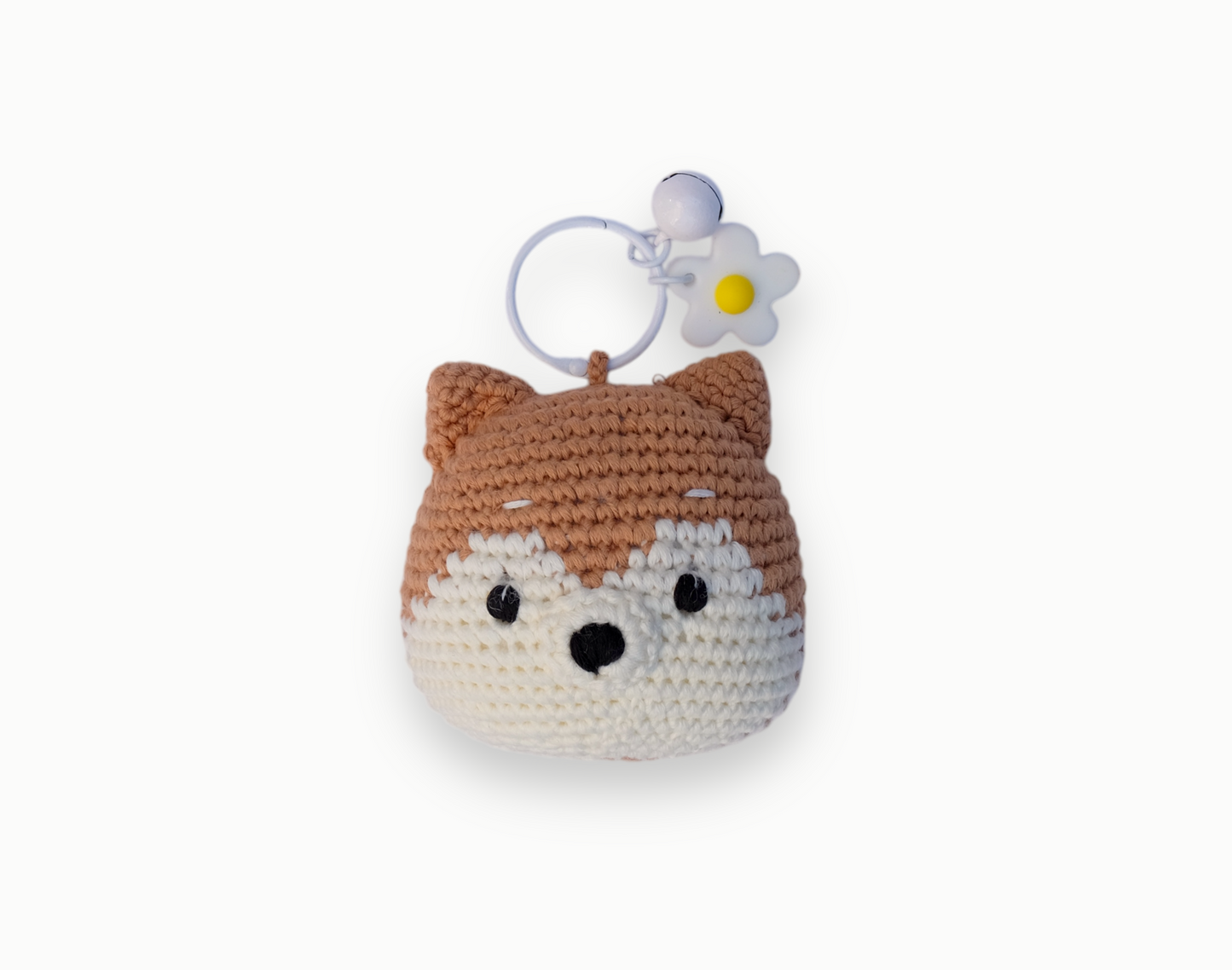 Creamy Shiba - handmade crochet keychain