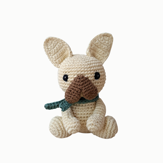Bull Dog - handmade crochet keychain
