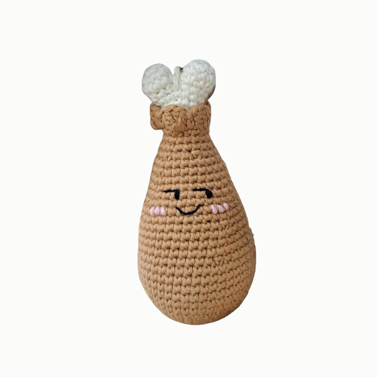 Yummy Fried Chicken Drumstick - handmade crochet keychain
