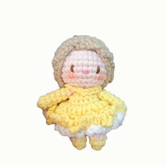 Belle Mini Doll - handmade crochet keychain