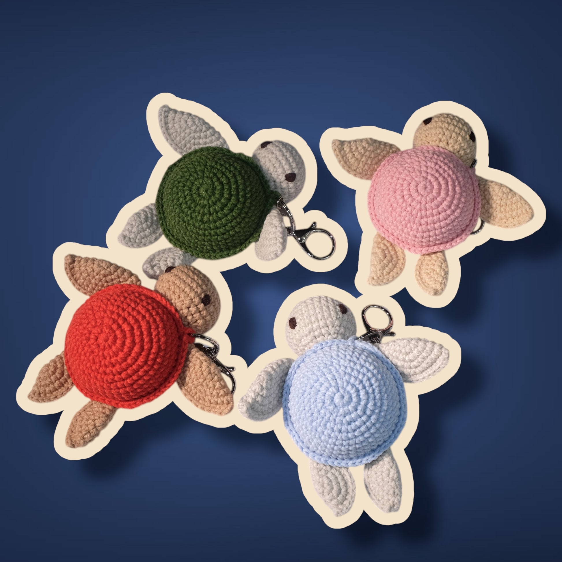 Unique Handmade Crochet Sea Turtle Keychain Charm Gift