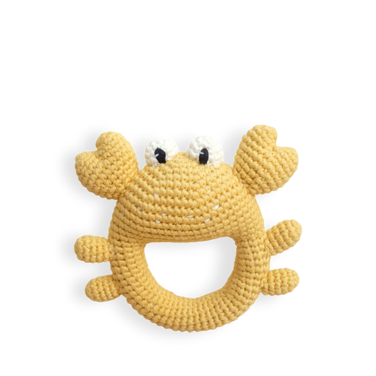 Crab Soft Rattle - handmade crochet toy