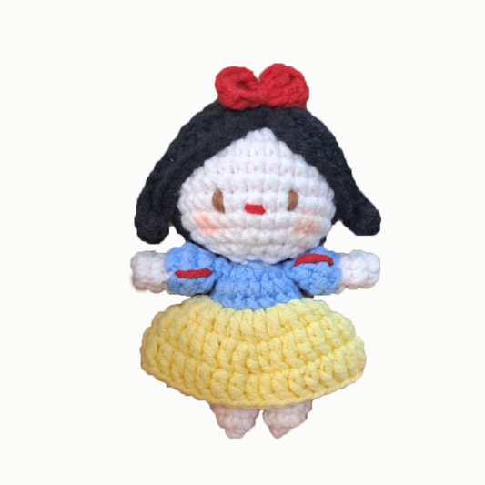 Snow white Mini Doll - handmade crochet keychain