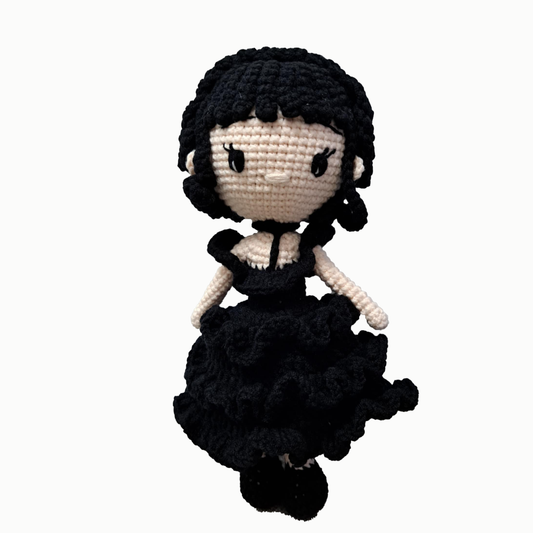 Wednesday Prom Version - handmade crochet doll